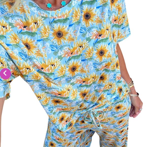 NWOT Jordann Jammies Sunflower Pajamas Lounge Set Size XL - Picture 3 of 10